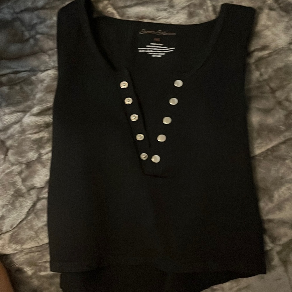 Snap Up Button Crop Tank
